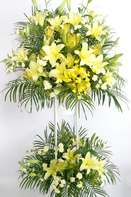 スタンド花 二段１色指定 ２万円コース(黄色系）